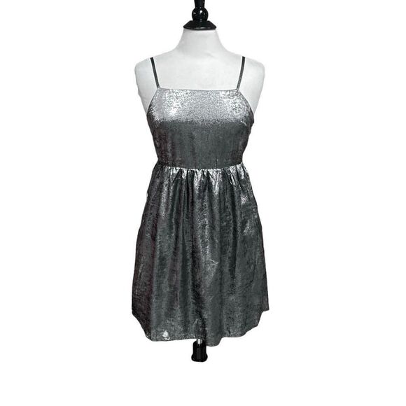 Ontwelfth Silver Shimmer Spaghetti Strap Dress Size Large NEW - Picture 1 of 8